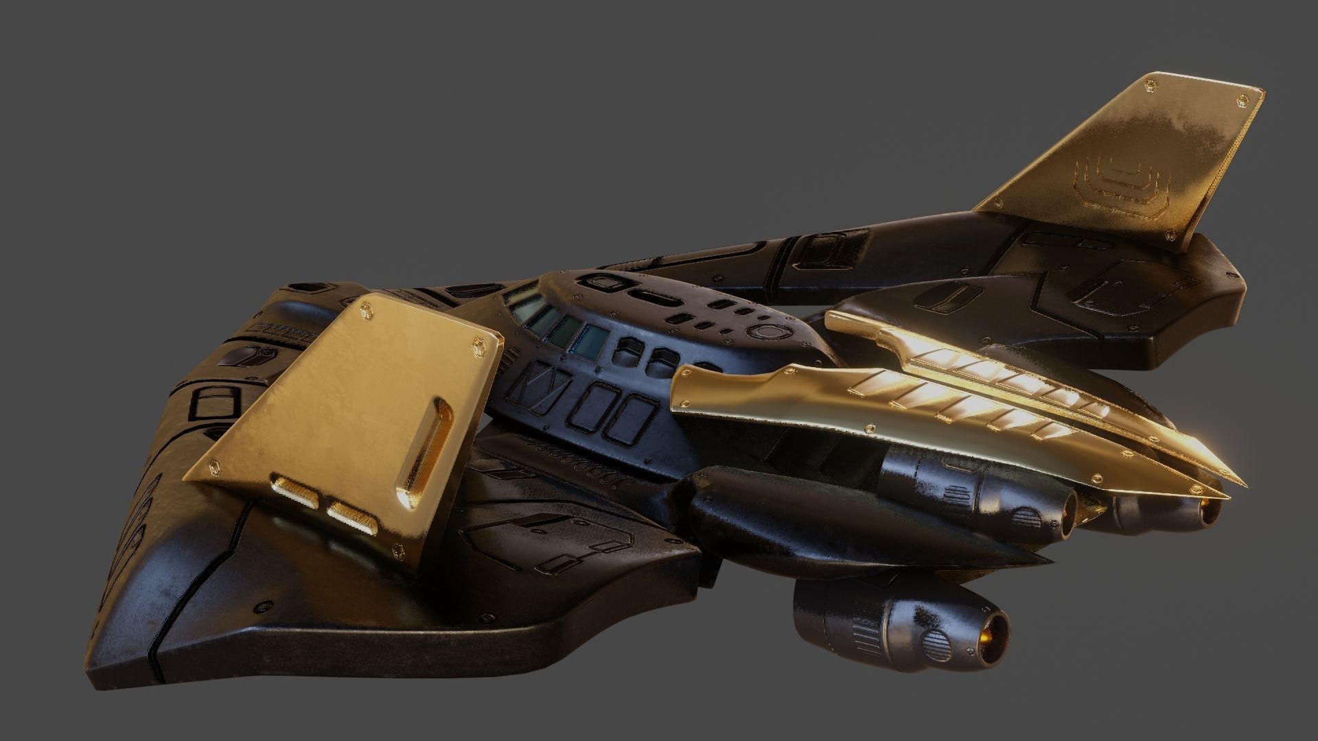 Batwing toy spaceship Low-poly 3D model_19