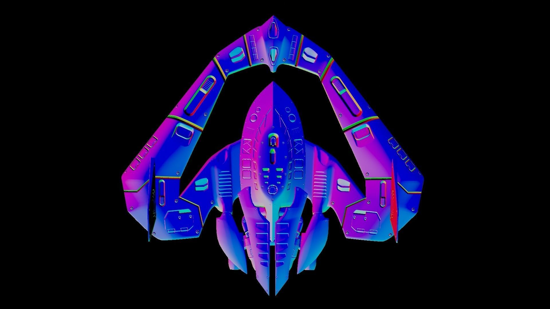 Batwing toy spaceship Low-poly 3D model_25