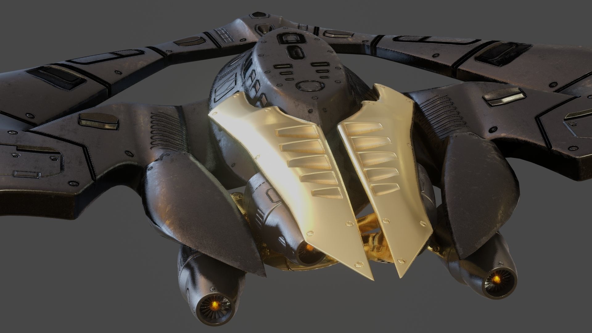 Batwing toy spaceship Low-poly 3D model_13