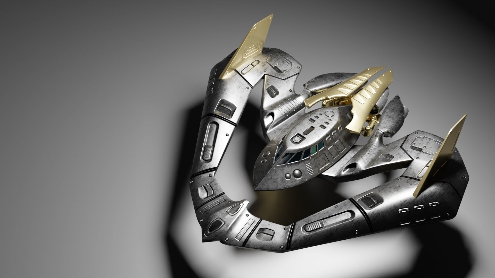 Batwing toy spaceship Low-poly 3D model_37