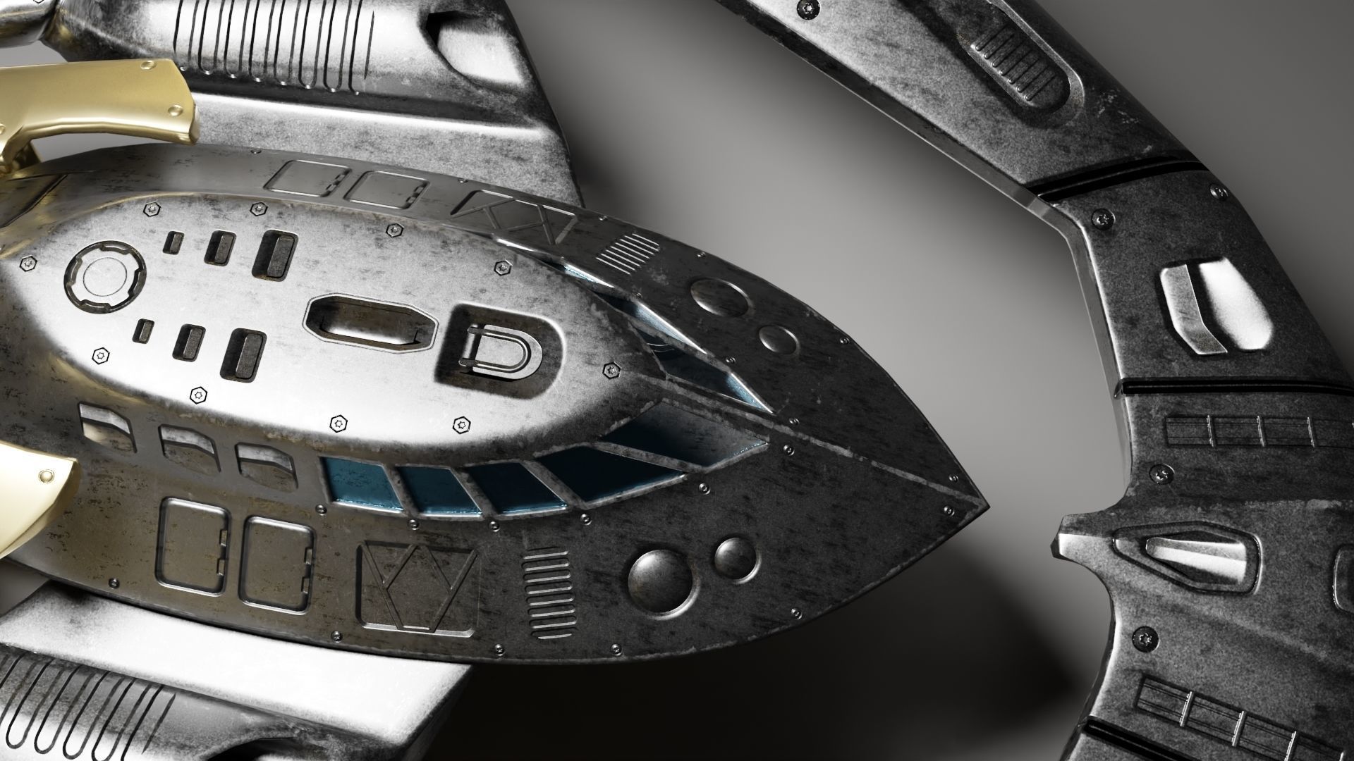 Batwing toy spaceship Low-poly 3D model_40