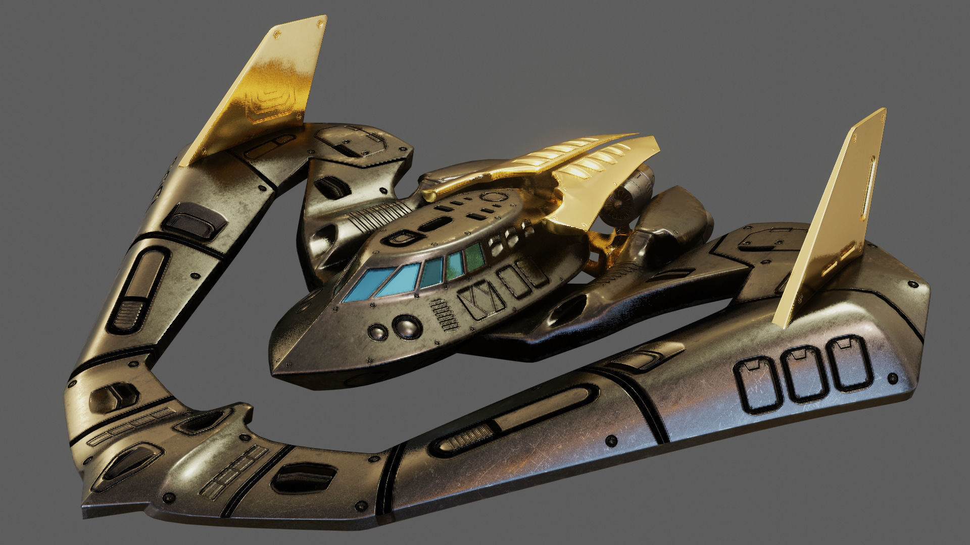 Batwing toy spaceship Low-poly 3D model_8