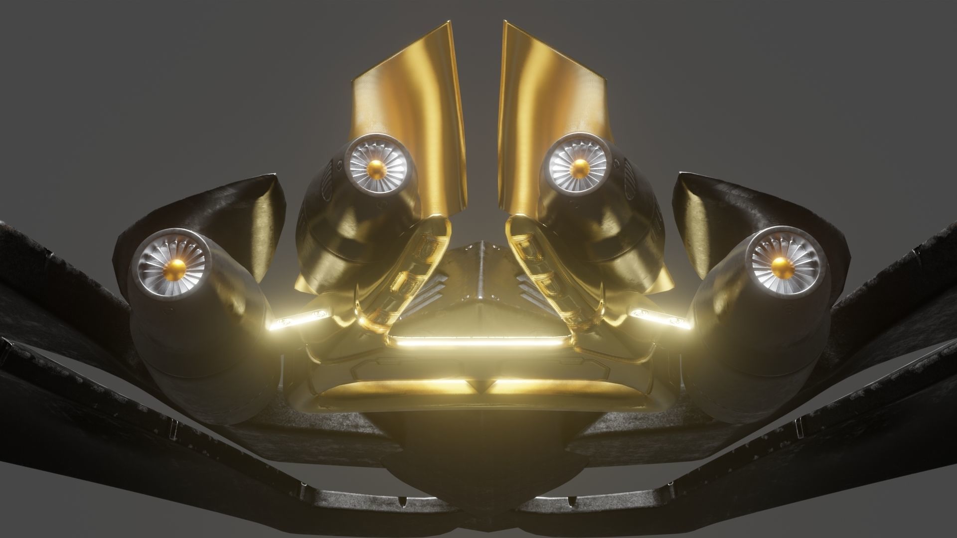 Batwing toy spaceship Low-poly 3D model_10