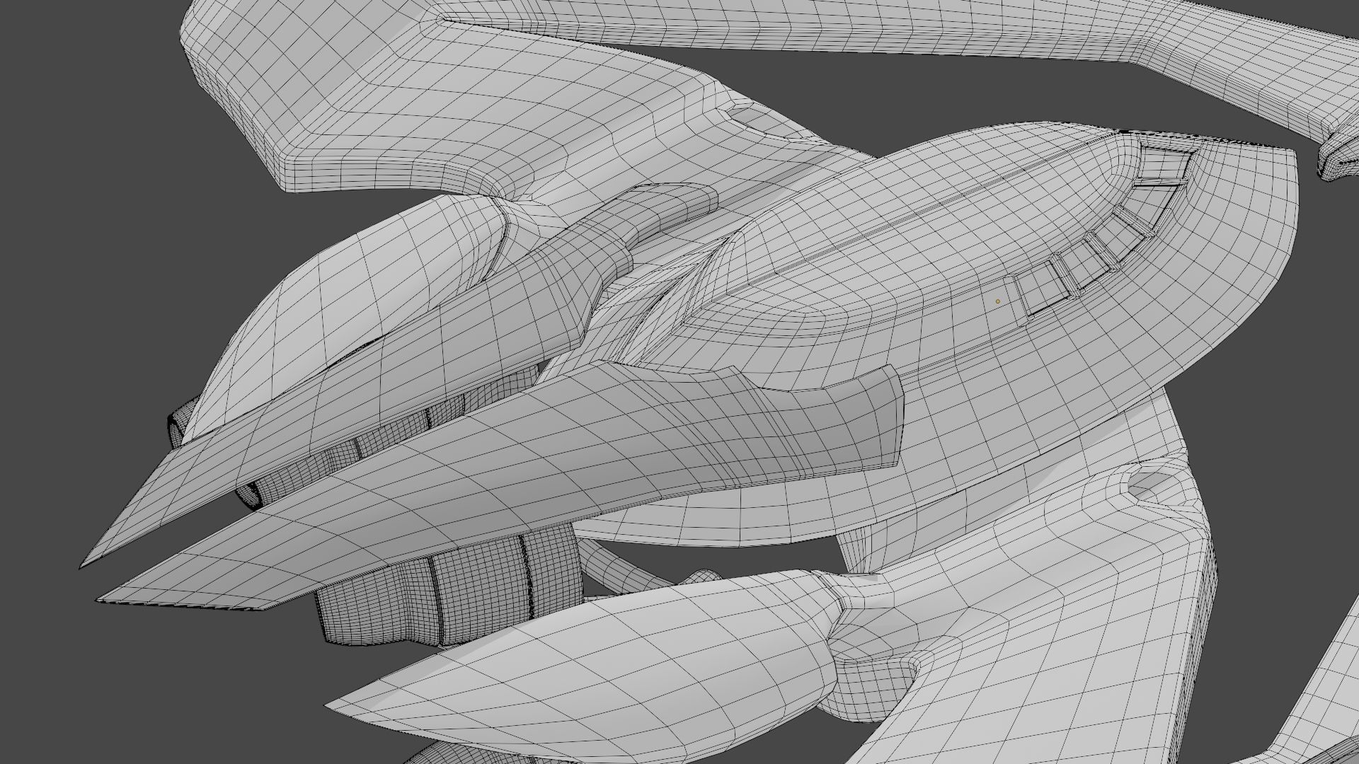 Batwing toy spaceship Low-poly 3D model_33