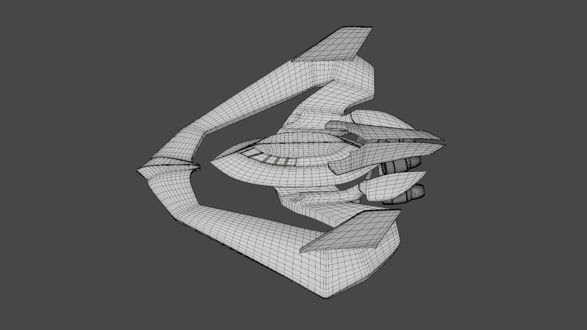 Batwing toy spaceship Low-poly 3D model_34