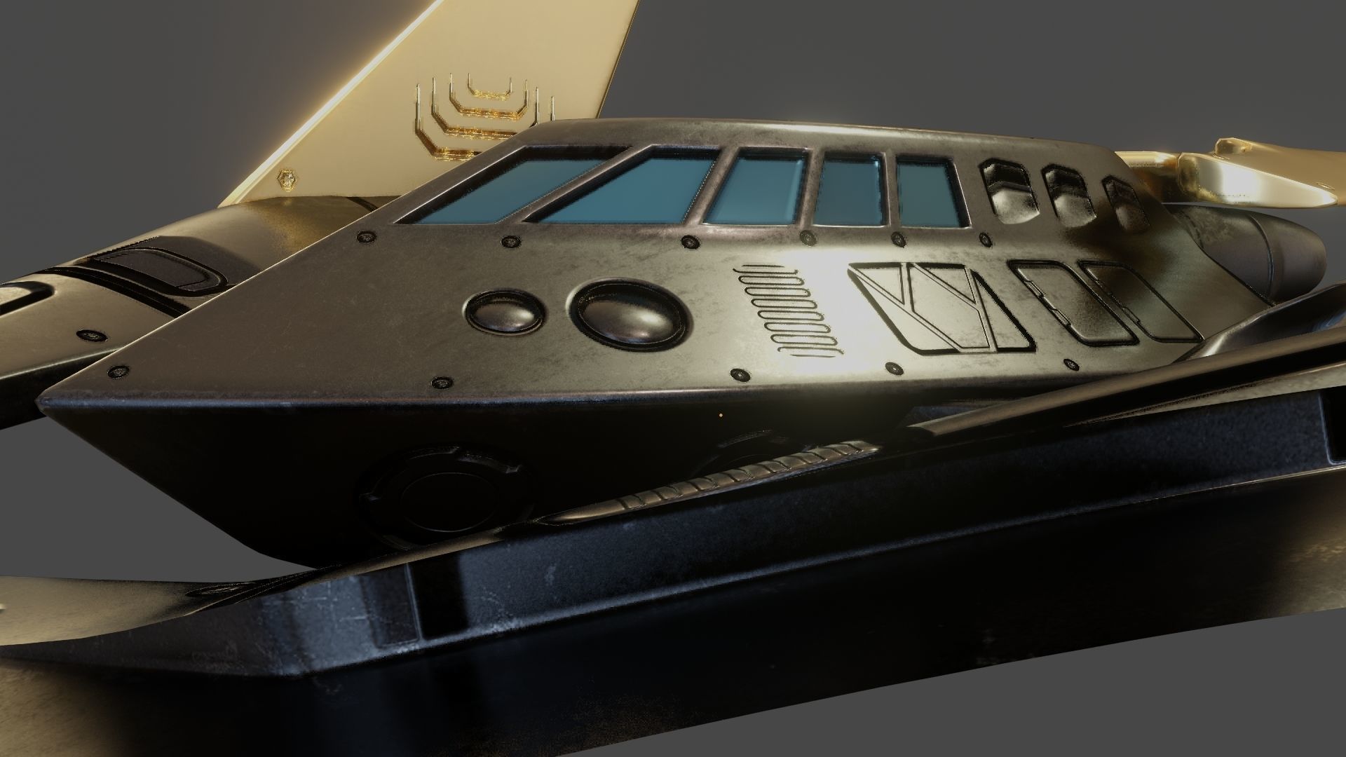 Batwing toy spaceship Low-poly 3D model_23