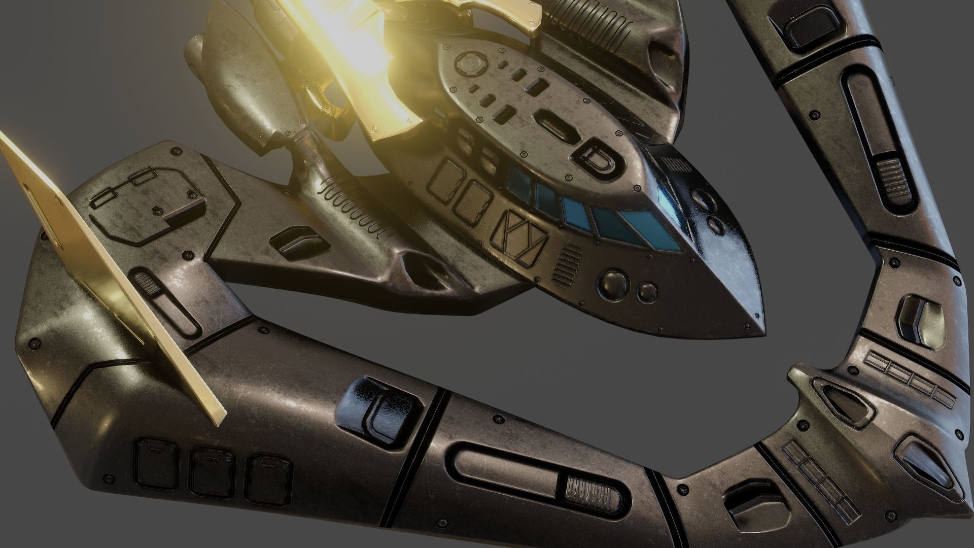 Batwing toy spaceship Low-poly 3D model_11