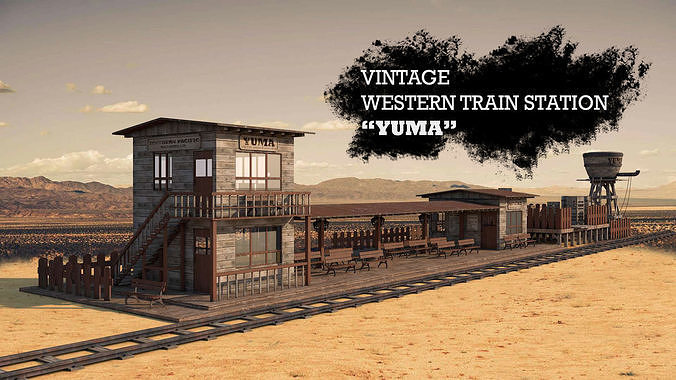 Yuma City Vintage Western Train Station 3D model