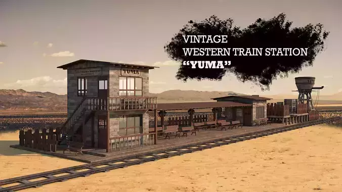 Yuma City Vintage Western Train Station 3D model