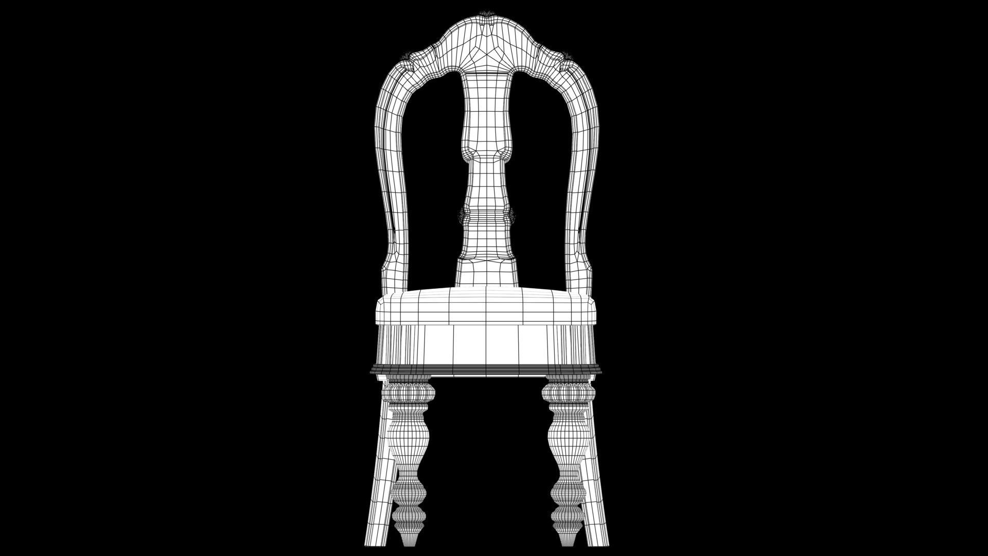 chair wooden with fabric 3D model_5