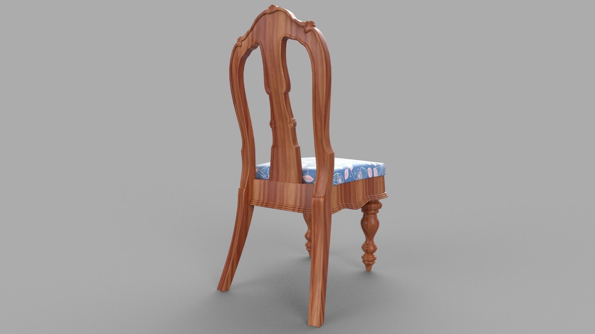 chair wooden with fabric 3D model_3