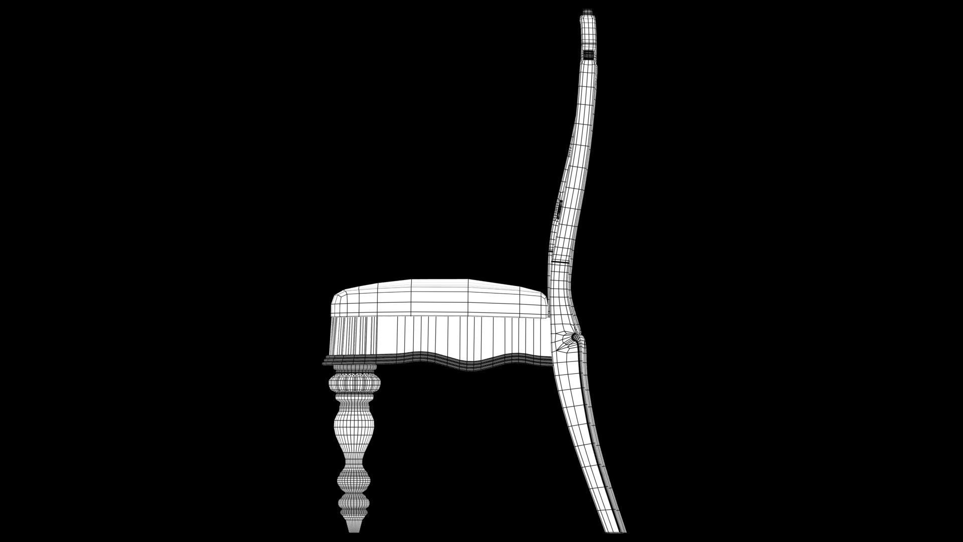 chair wooden with fabric 3D model_7