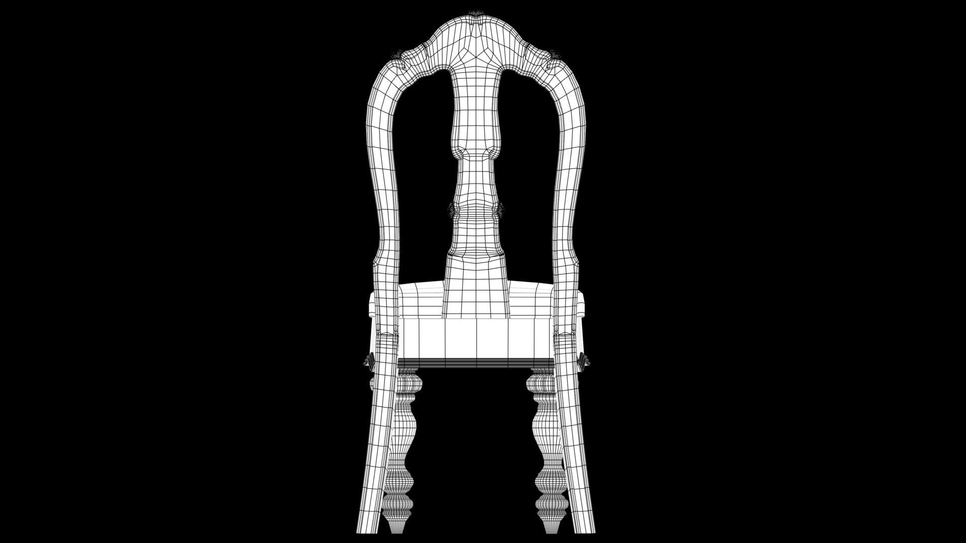 chair wooden with fabric 3D model_8
