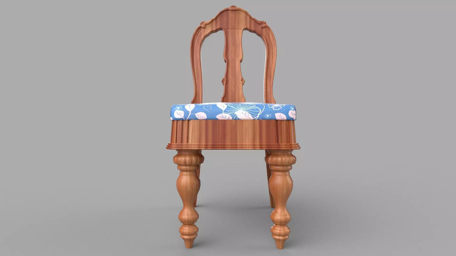chair wooden with fabric 3D model_0