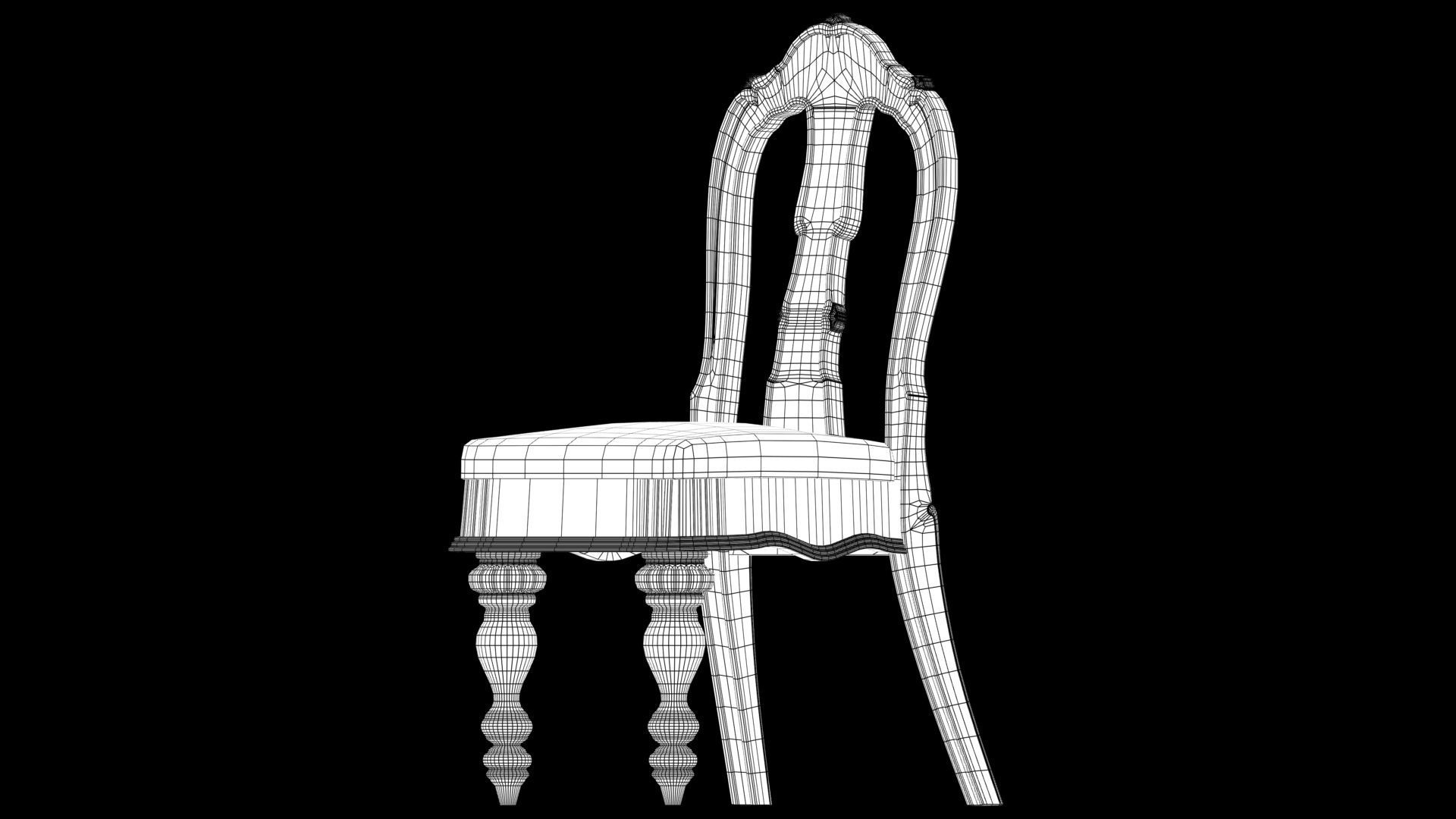 chair wooden with fabric 3D model_6