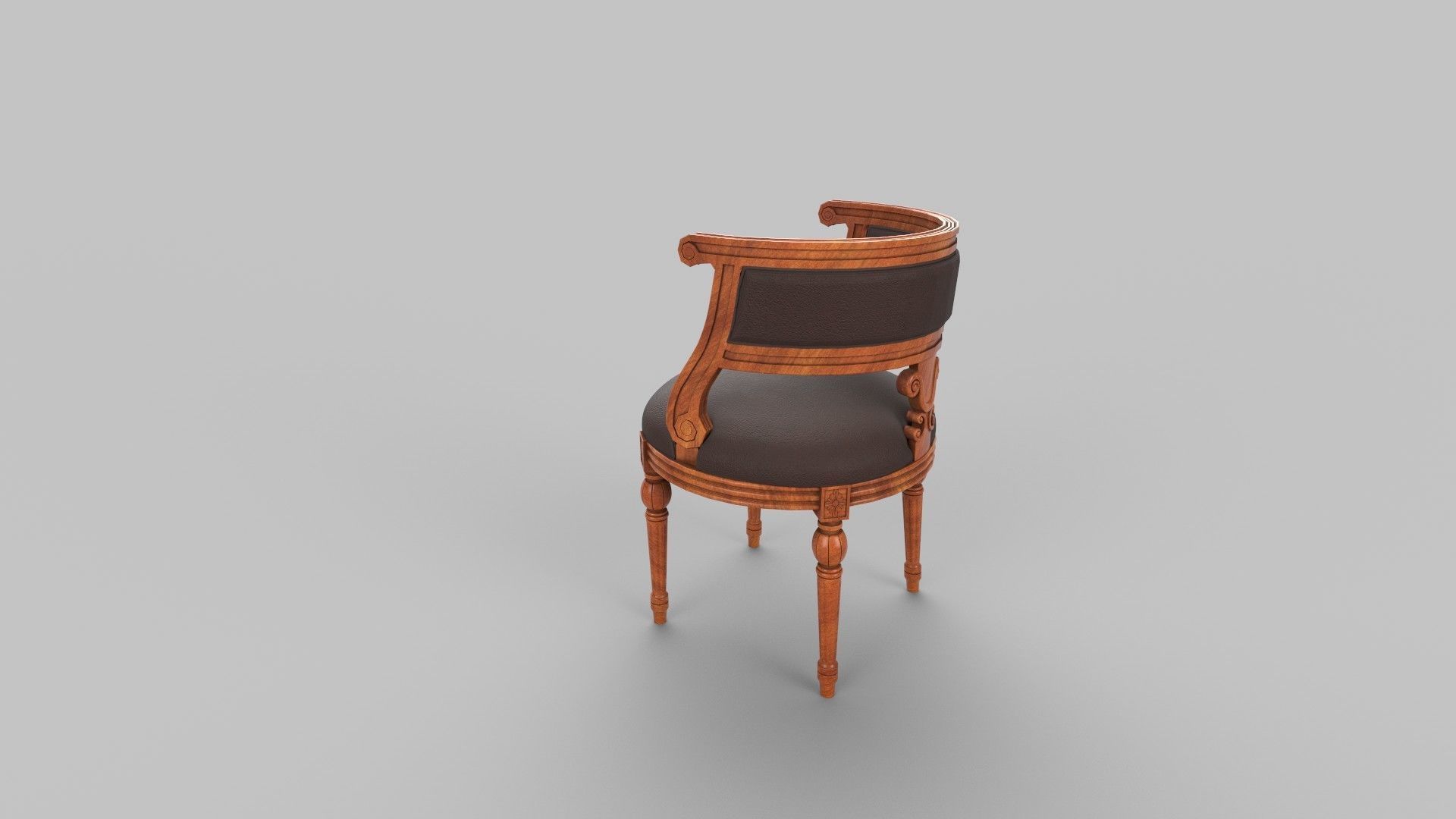 chair wooden 3D model_3