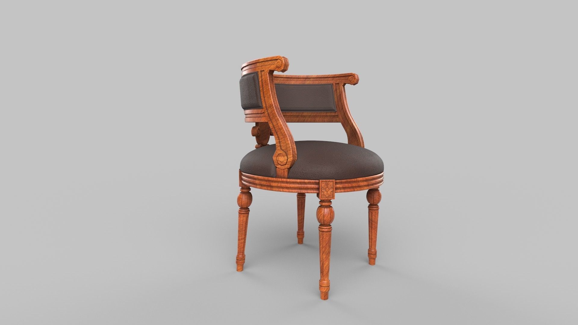 chair wooden 3D model_2