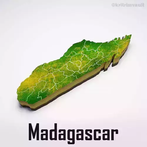 Madagascar country map 3d model