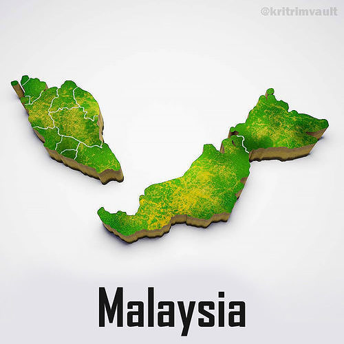 Malaysia country map 3d model 3D model
