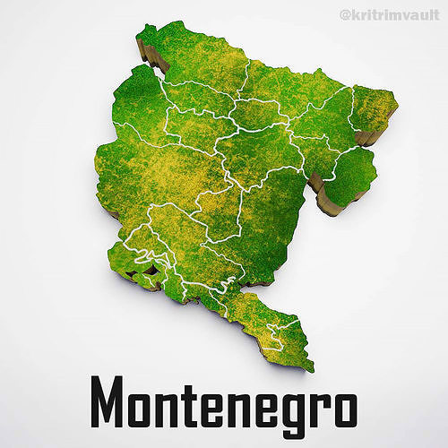 Montenegro country map 3d model 3D model
