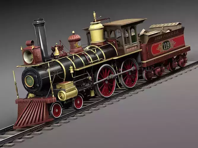 Union Pacific 119 Steam Train 1868 3D model