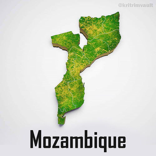 Mozambique country map 3d model 3D model