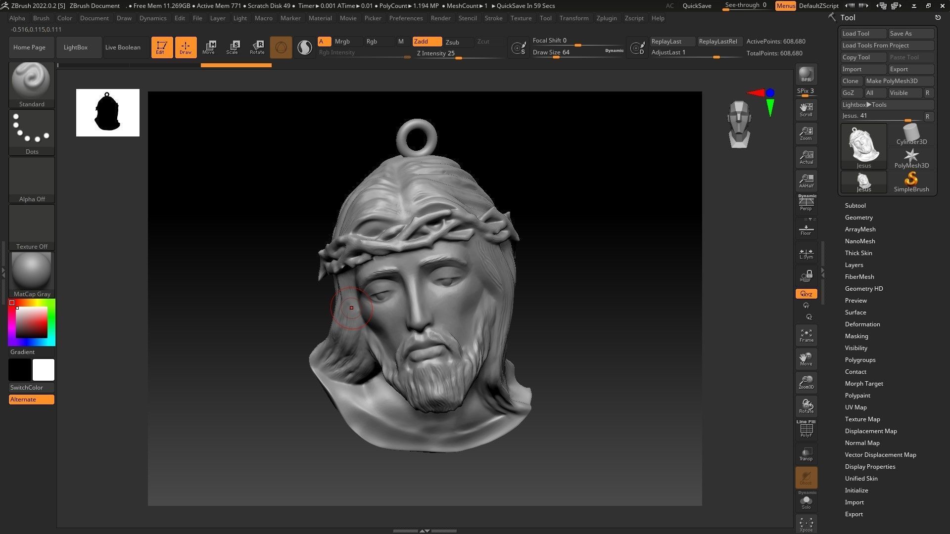 Jesus pendant 3D print model_1