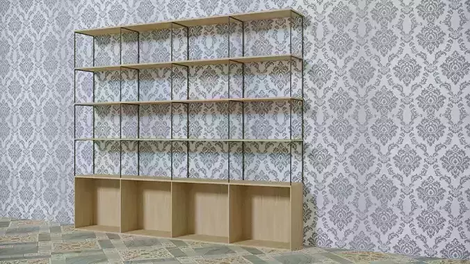 BOOKCASE wooden shelf with shelves 3D model