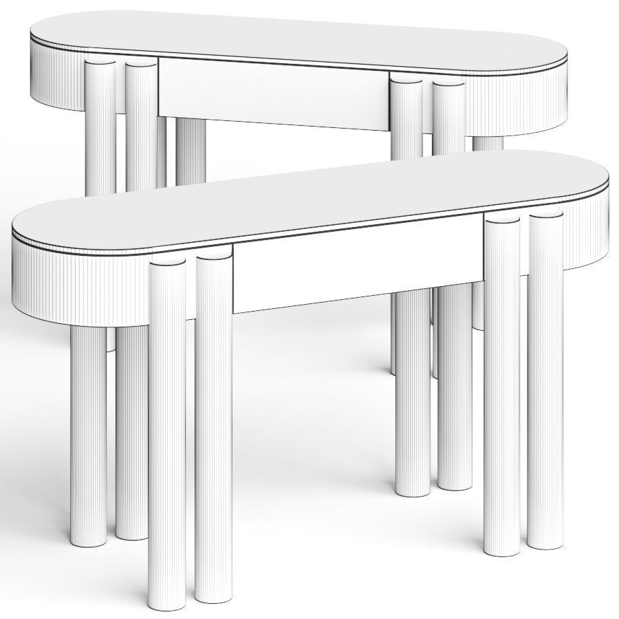 Oasis Oval Wood Console Table 3D model_1