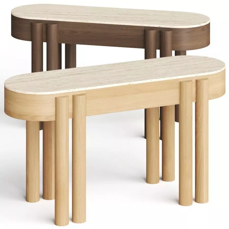 Oasis Oval Wood Console Table 3D model_0