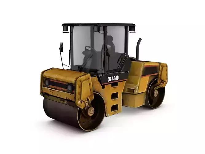 Asphalt Road Roller Low-poly 3D model