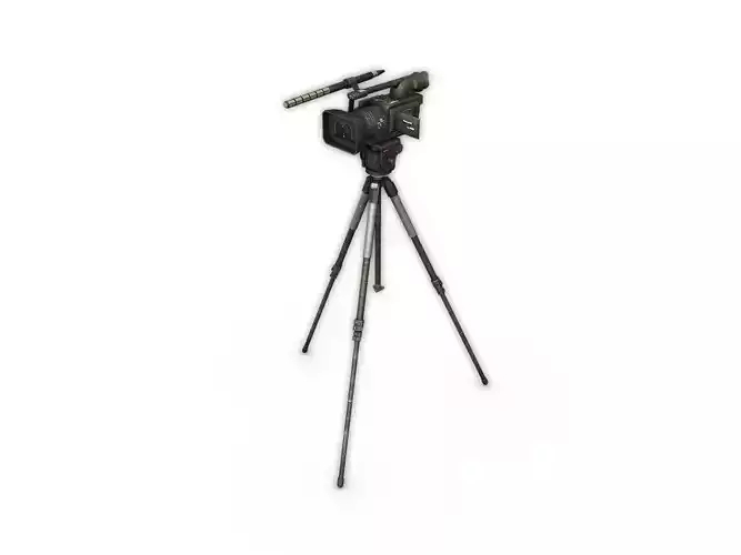 Camera on the tripod Low-poly 3D model