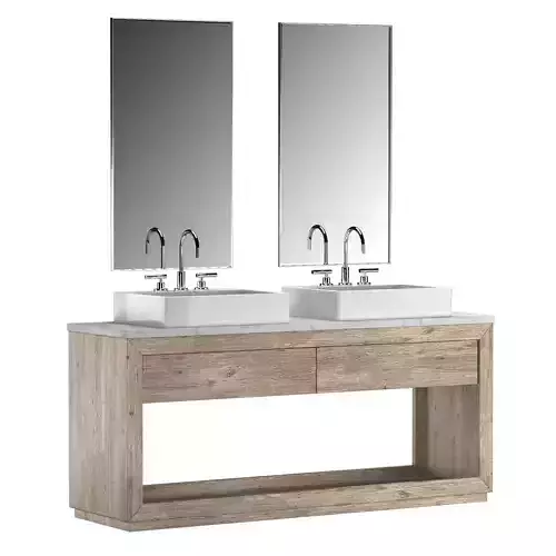 RECLAIMED OAK DOUBLE WASHSTAND 3D model