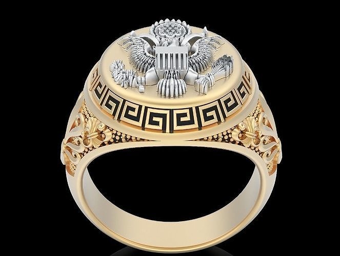 American eagle man ring  gold silver jewelry printable 3D model 3D print model