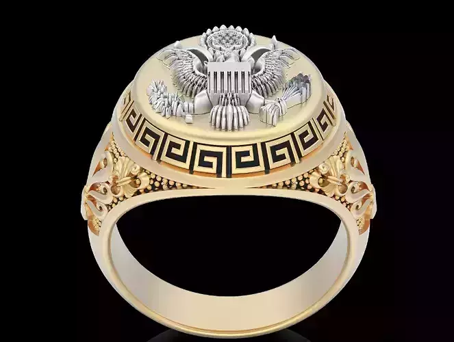 American eagle man ring  gold silver jewelry printable 3D model