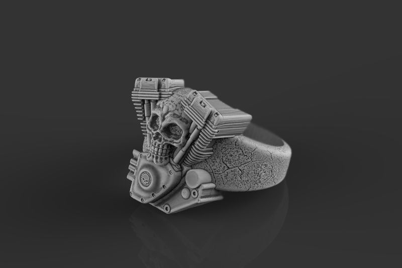 Skull engine ring 3d model for 3d printing 3D print model 3D print model_14