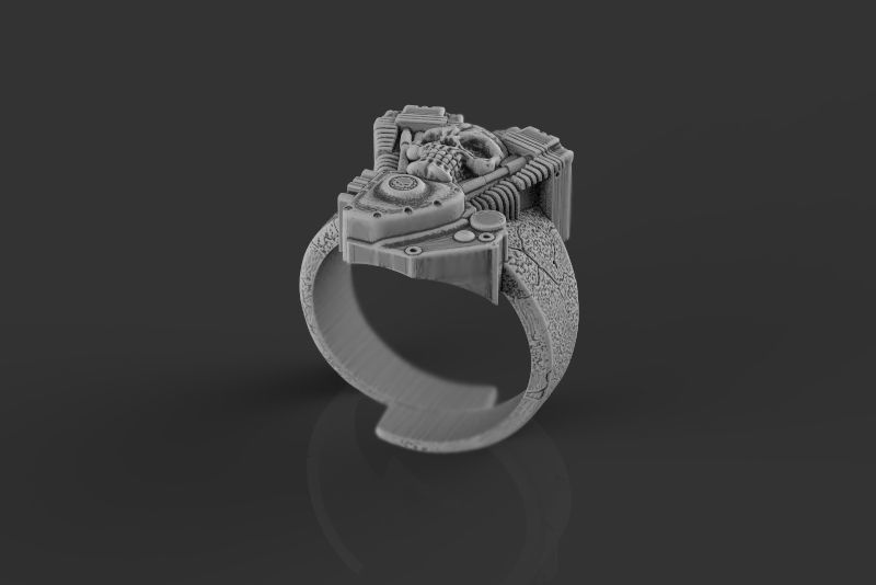 Skull engine ring 3d model for 3d printing 3D print model 3D print model_12
