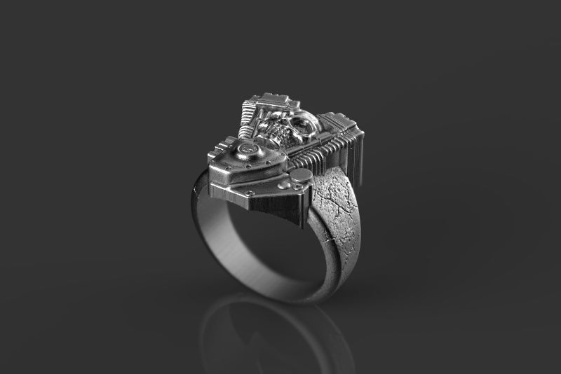 Skull engine ring 3d model for 3d printing 3D print model 3D print model_5
