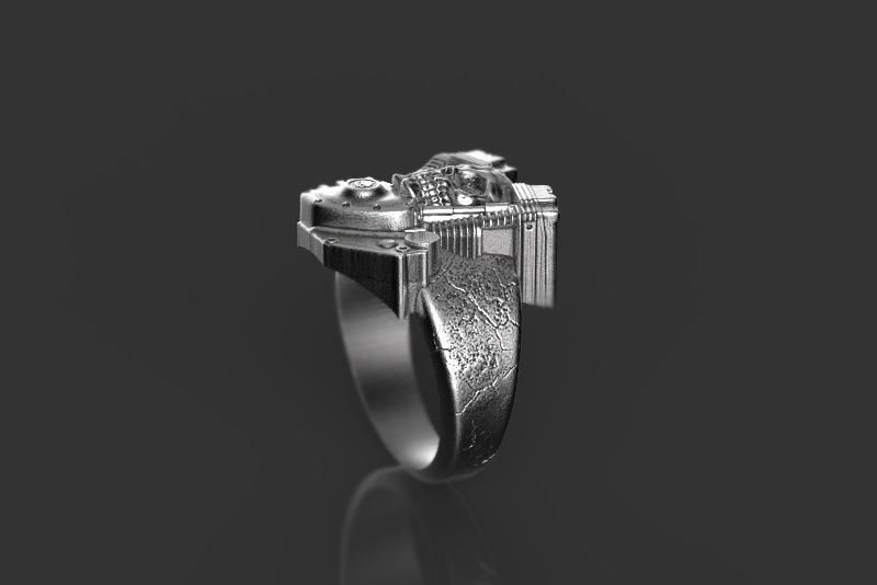 Skull engine ring 3d model for 3d printing 3D print model 3D print model_4