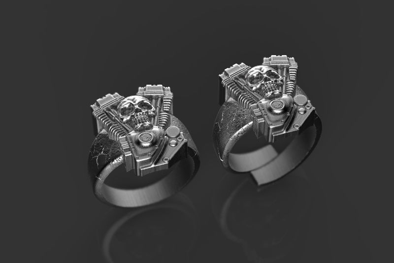 Skull engine ring 3d model for 3d printing 3D print model 3D print model_1