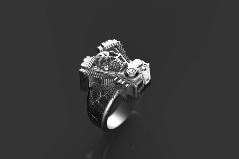 Skull engine ring 3d model for 3d printing 3D print model 3D print model_8