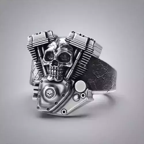 Skull engine ring 3d model for 3d printing 3D print model 3D print model