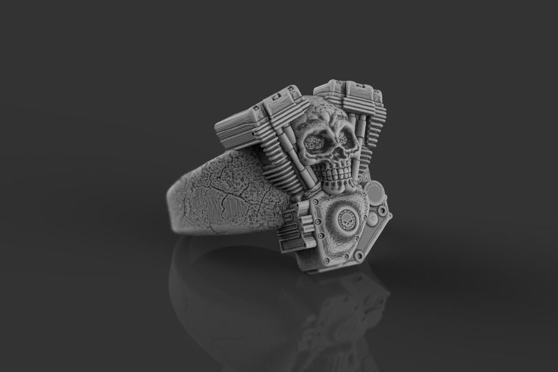 Skull engine ring 3d model for 3d printing 3D print model 3D print model_11