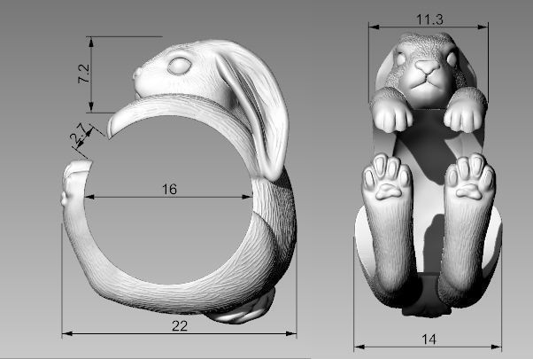 Ring bunny 3d model for 3d printing 3D print model 3D print model_11