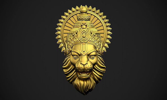 Narsimha golden lion head 3D print model