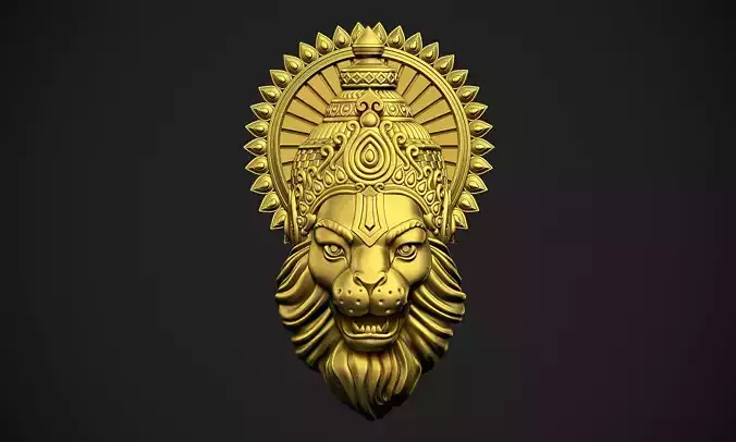 Narsimha golden lion head 3D print model