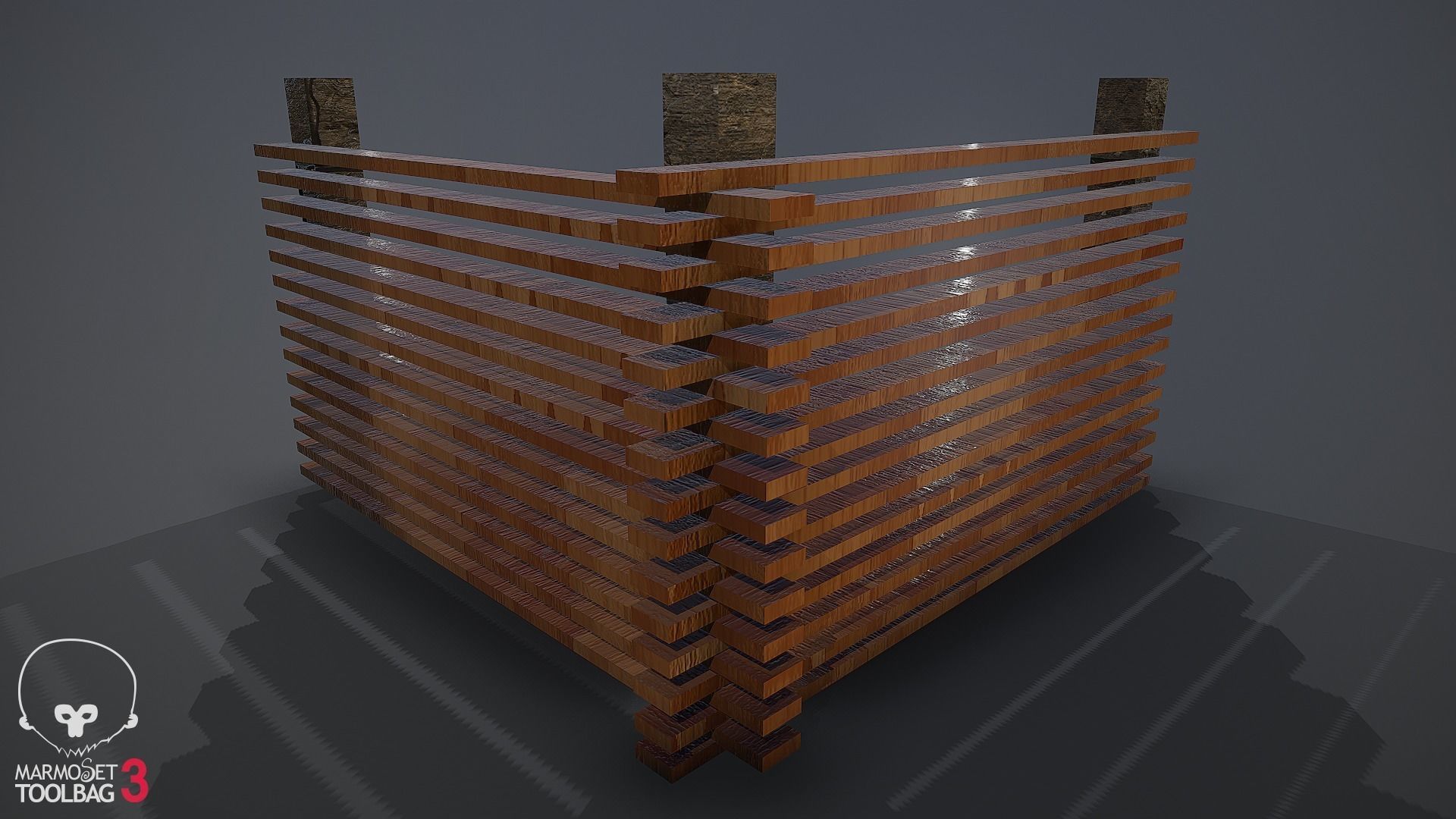 Collection of fences Low-poly 3D model_92