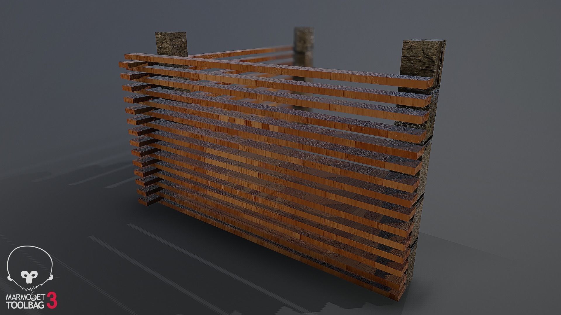Collection of fences Low-poly 3D model_85