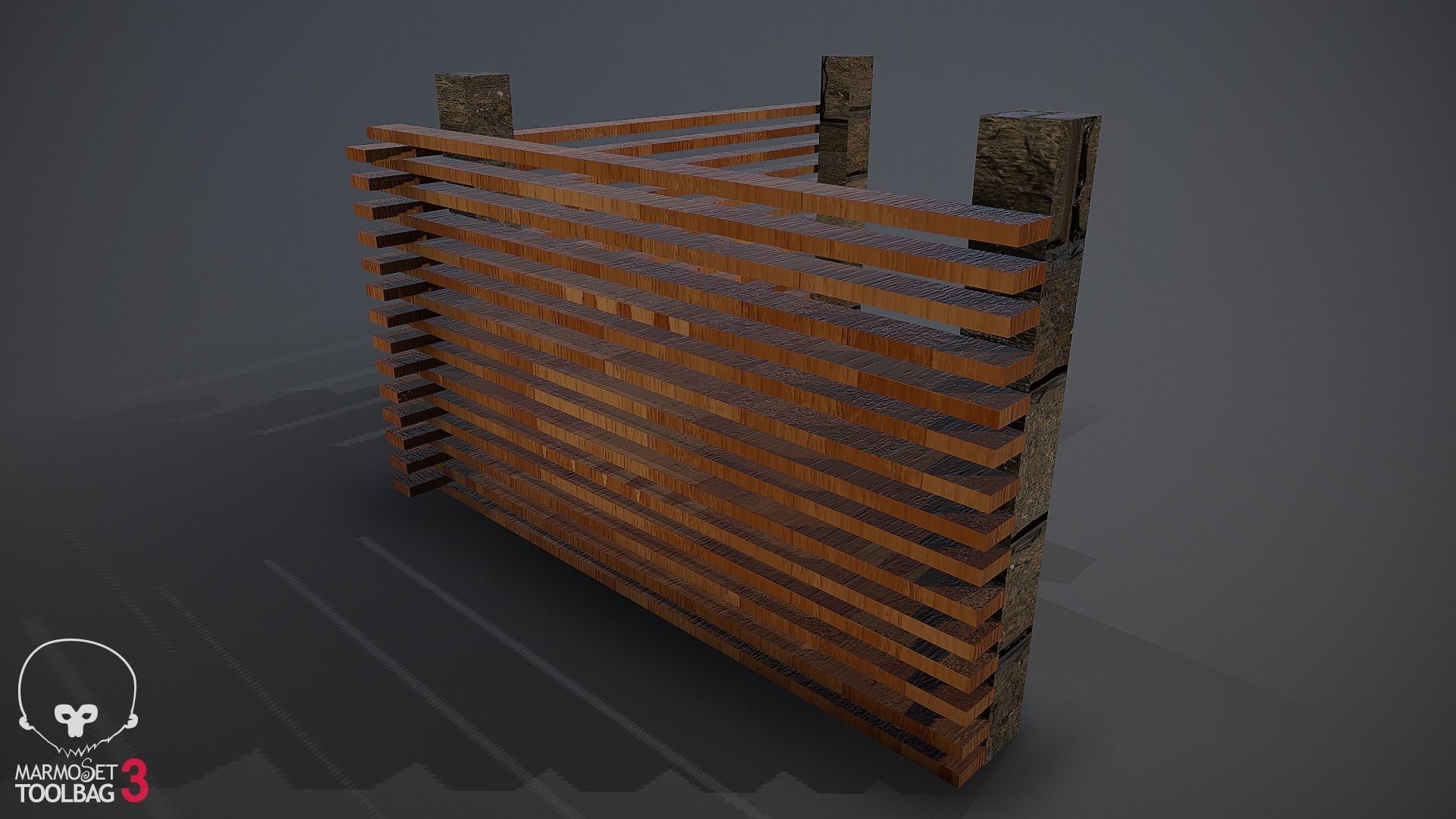 Collection of fences Low-poly 3D model_90