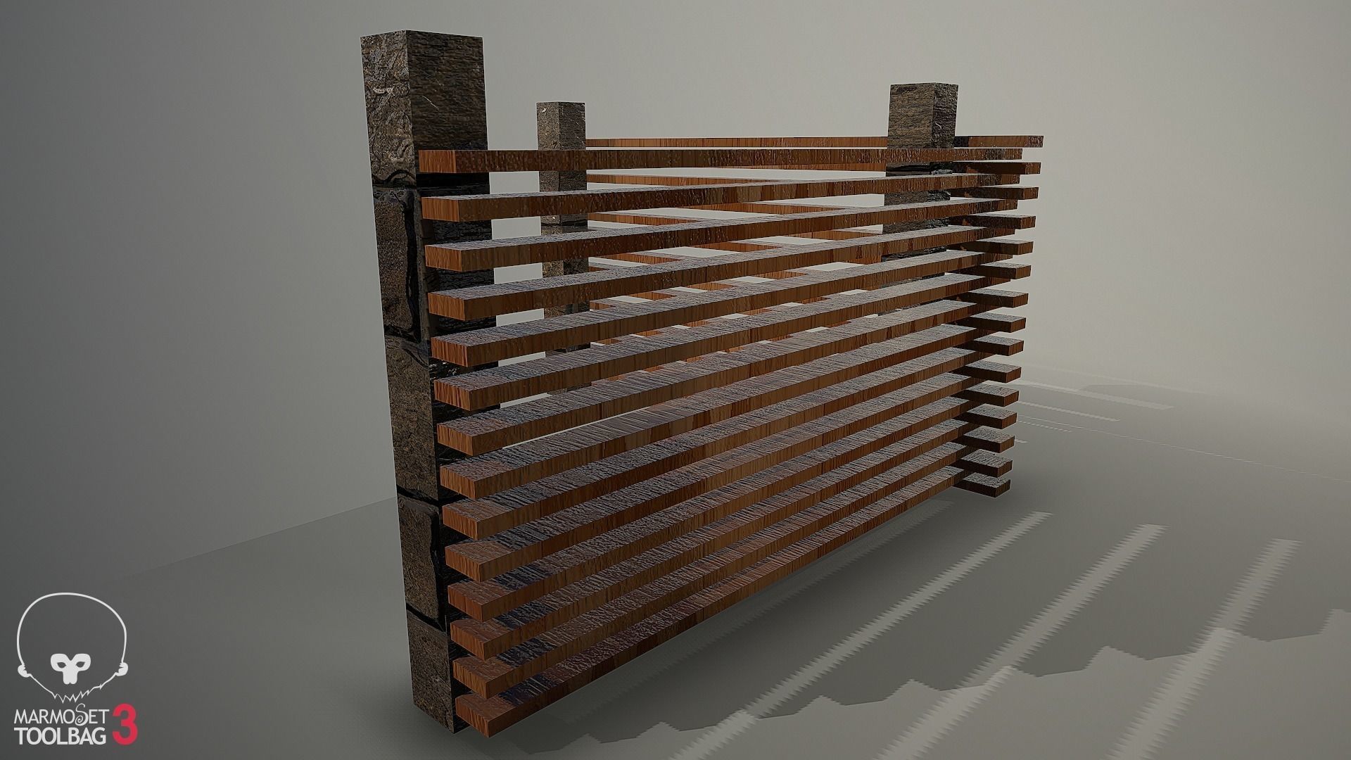Collection of fences Low-poly 3D model_86